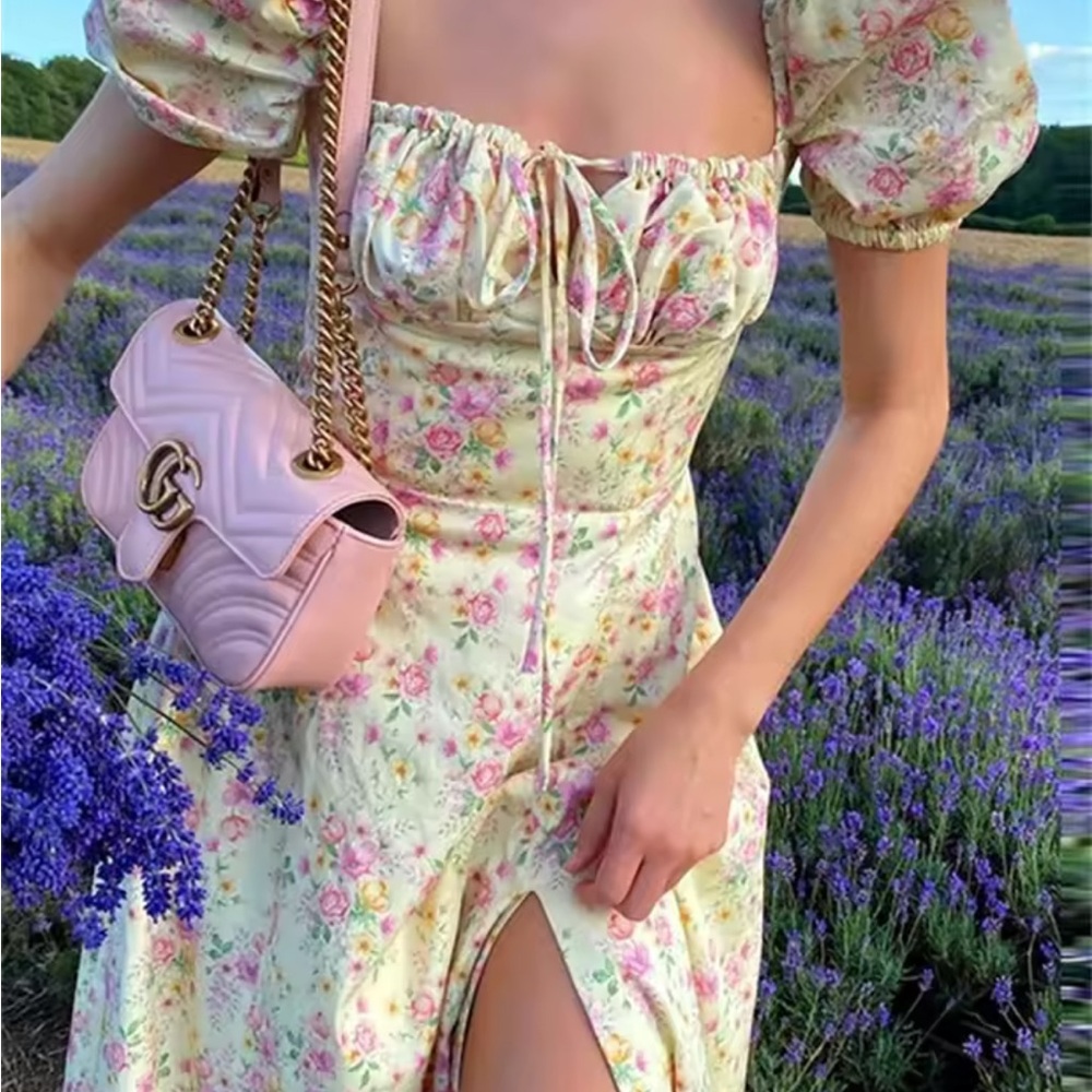 Floral Puff Sleeve Cottagecore Dress House of CB Tallulah Carmen dress lookalike